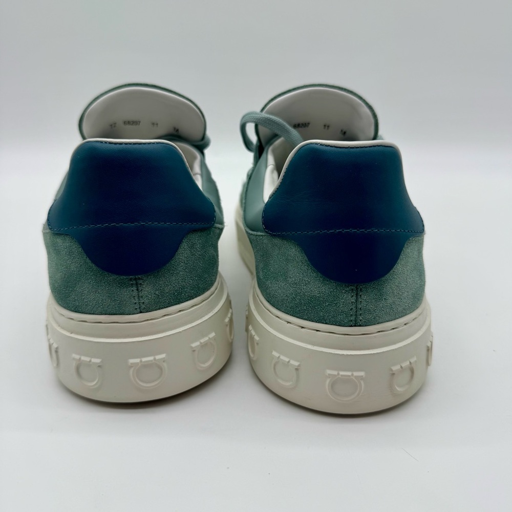 Salvatore Feragamo Suede Gancini Sneakers Leather Trim Designer Shoes - Picture 4 of 8